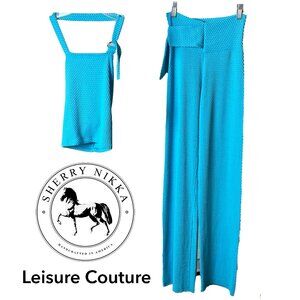 Vintage Sherry Nikka Leisure Couture | Aqua Summer Pants & Top Set | XS | EUC